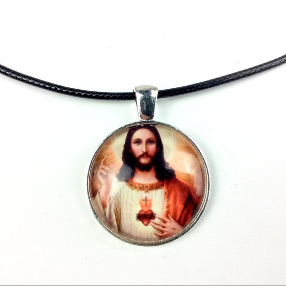 Kitsu Jewelry - Glass Pendant Necklace--Jesus